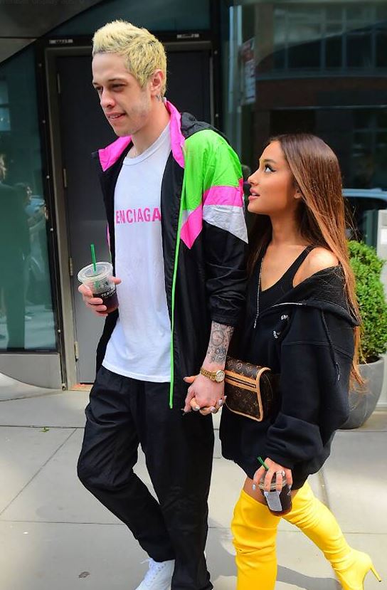 Pete Davidson with his ex-fiancee, Ariana Grande. | Source: e!news.com